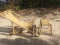 Бамбуков шезлонг със стол за крака , снимка 1 - Градински мебели, декорация  - 42770081