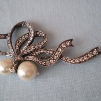дизаинерска  красива  сребърна брошка перли и циркони, снимка 14 - Антикварни и старинни предмети - 36875288