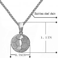 Футболна топка - Колие ( Сребристо ), снимка 5 - Колиета, медальони, синджири - 31195518