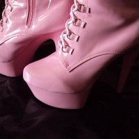 Секси розови ботушки за танци 17см ток, снимка 9 - Дамски ботуши - 29928918