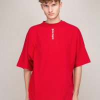 PALM ANGELS Red Logo Print Oversized Мъжка Тениска size S (M), снимка 2 - Тениски - 33754081