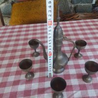 Месингов сервиз за ракия "Ибрик"с 6 малки чаши, снимка 1 - Антикварни и старинни предмети - 30385269