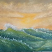 Маслена картина Морско вълнение, снимка 2 - Картини - 31601506