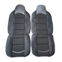 Комплект универсални калъфи за седалки на МПС - 2бр/к-т - черно със сиво, снимка 3 - Аксесоари и консумативи - 42190752