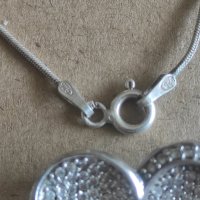 Сребърен синджир с висулка сърце (183), снимка 5 - Колиета, медальони, синджири - 42376368