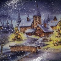 Коледна чиния декупаж Подарък за коледа Коледен пейзаж Зимна приказка, снимка 2 - Коледни подаръци - 31192815