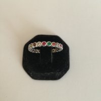 Сребърен пръстен - халка с цветни цирконий . Сребро проба 925 ., снимка 2 - Пръстени - 38994564
