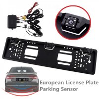 Рамка с камера 4 LED и сензори+зумер за паркиране 19 mm за регистрационен номер, снимка 1 - Аксесоари и консумативи - 39510355