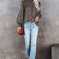 Елегантен дамски топ с флорален принт, снимка 3 - Блузи с дълъг ръкав и пуловери - 40084939