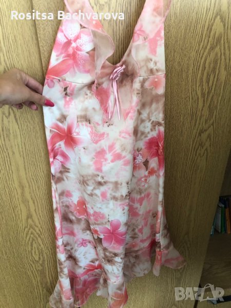 Розова лятна рокличка с къдрички, снимка 1