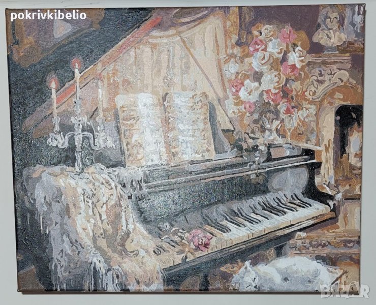 Рисувана картина за стена - Черно Пиано. , снимка 1