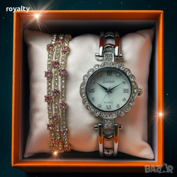 Дамски комплект часовник и гривна ZAVINO Quartz – стил и точност в едно, снимка 1
