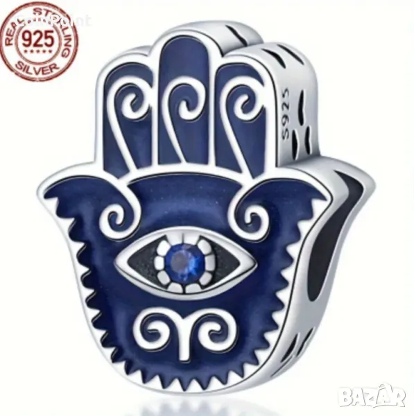 Сребърен талисман ръката на Фатима, снимка 1