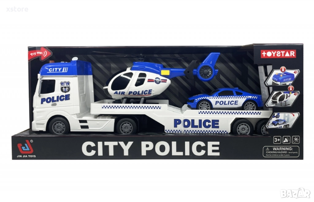 Автовоз с полицейски коли и хеликоптер, "City Police Transporter", снимка 1