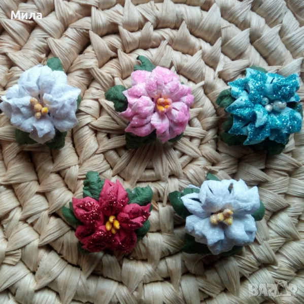 Мини коледни звезди 3,5см комплект, снимка 1