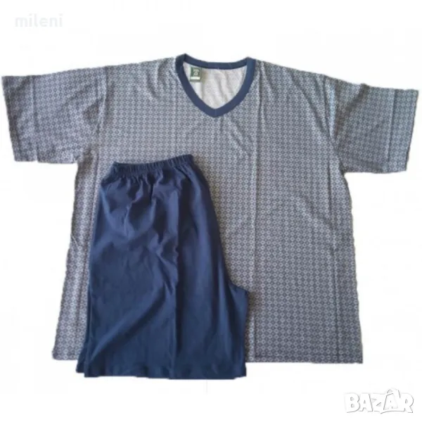 Мъжка Пижама Къс Ръкав Къс Панталон Голям Номер Размер - 5XL 6XL 7XL, снимка 1