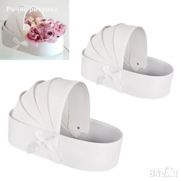 Подаръчна кутия "Бебешко кошче" /2 в 1/ -ДВЕ  кошчета, снимка 1