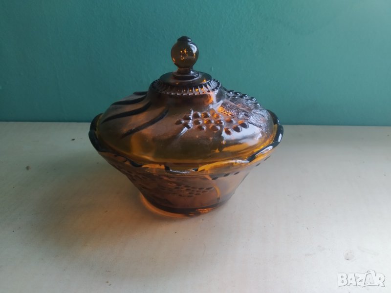 стара стъклена захарница арт деко, снимка 1