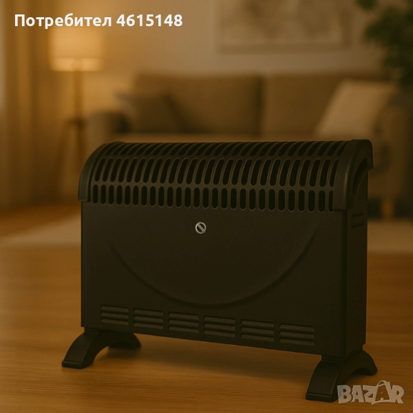 Конвекторен отоплител Rosberg – 2000W, 3 степени, с вентилатор, защита от прегряване, черен, снимка 1