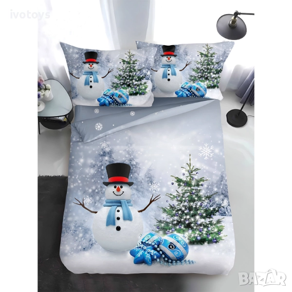 Двулицево коледно спално бельо, размер за приста (Реално изображение), 4 части - WS17348, снимка 1