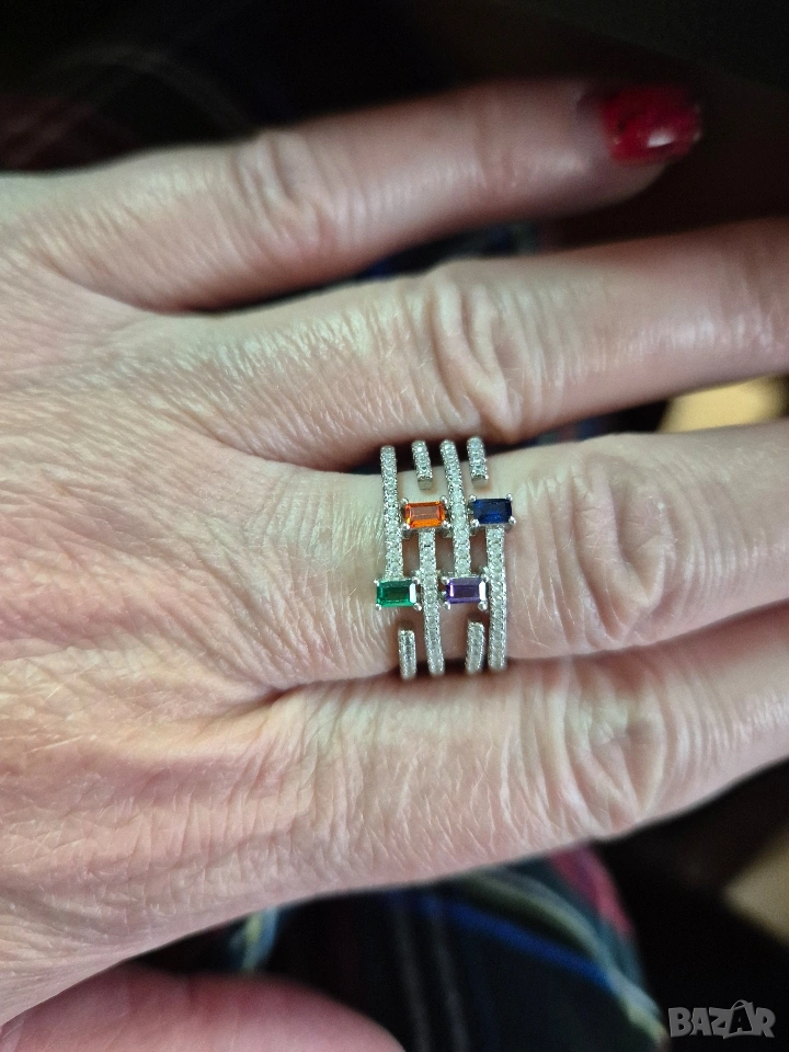 комплект сребърни гривна и пръстен, снимка 1