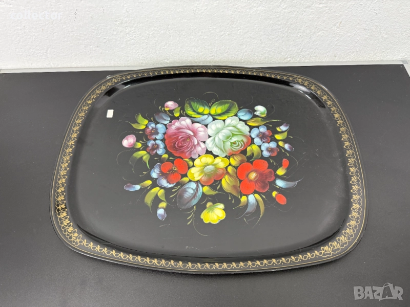Голям рисуван метален поднос. №7489, снимка 1