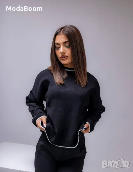 Черен дамски удобен пуловер , снимка 1