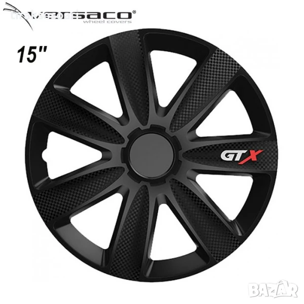 Versaco Slovakia Тасове за джанти 15'' Versaco GTX Карбон ЧЕРНИ, снимка 1