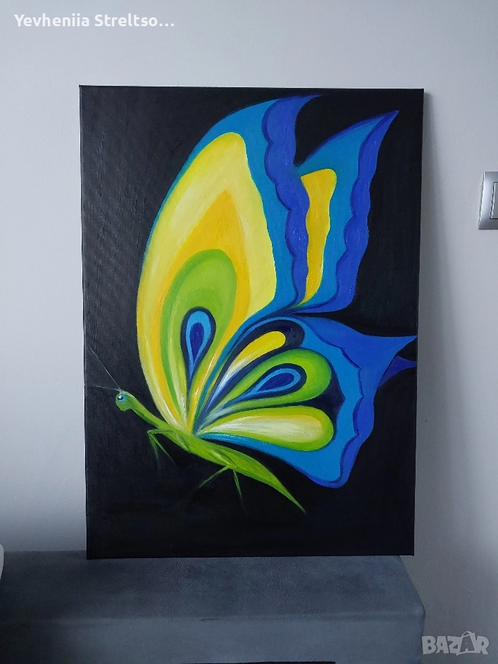 Картина Бабочка холст масло 70x50 см, снимка 1