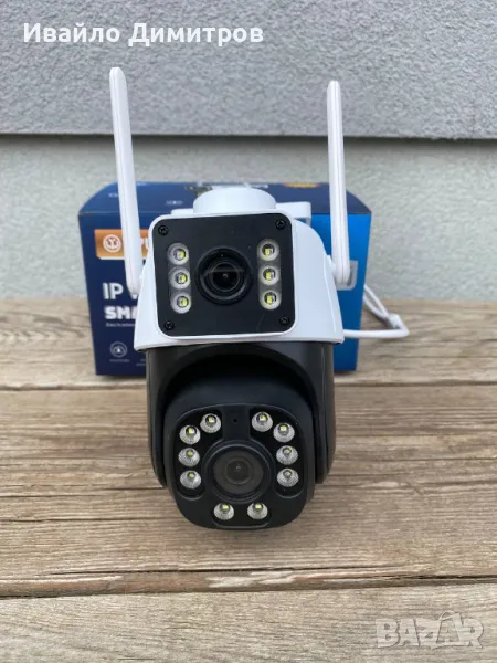 WiFi Камера P6-QQ6 с два обектива 12MP, ICSee, Бяла/Черна, снимка 1