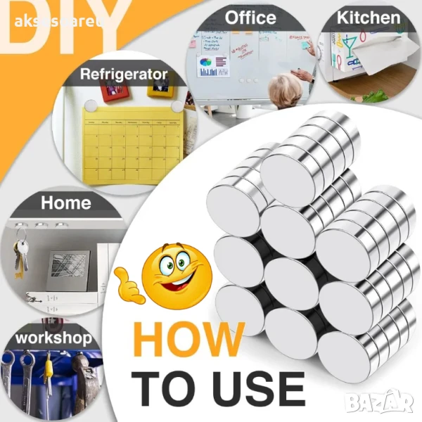 10 бр. Супер силни нови неодимови дискови малки 10 х 3 мм. мощни магнити за хладилник и офис магнит, снимка 1