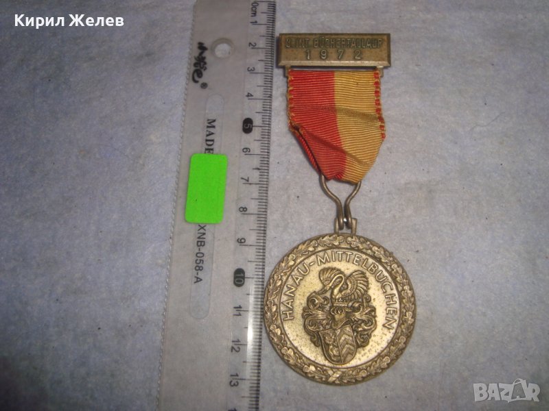 1972г. ХАНАУ РЯДЪК КОЛЕКЦИОНЕРСКИ ПОСРЕБРЕН БРОНЗОВ НЕМСКИ МЕДАЛ с РИЦАРСКИ ГЕРБ 30654 , снимка 1