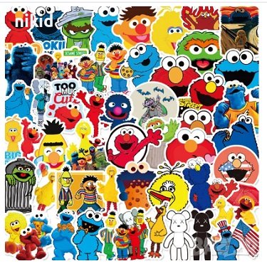 50 бр Улица Сезам Бисквитено чудовище Muppet Cookie Monster малки самозалепващи лепенки стикери , снимка 1