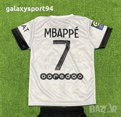 Детски Екип МБАПЕ 7 Бял + Калци  комплект ПАРИЖ ПСЖ НОВО 2023г, снимка 1