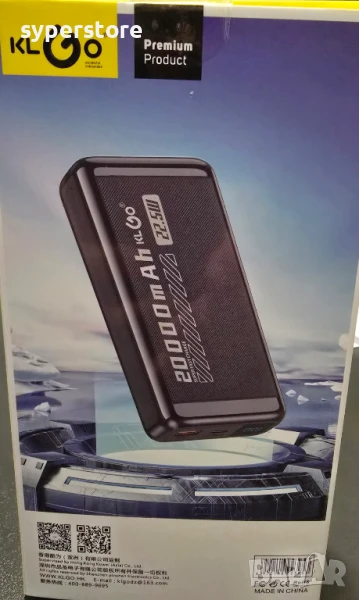 🔋 Външна преносима батерия 20 000 mAh KLGO KP-34 SS000559, Fast charge, USB-A, USB Type C, PD Quick, снимка 1