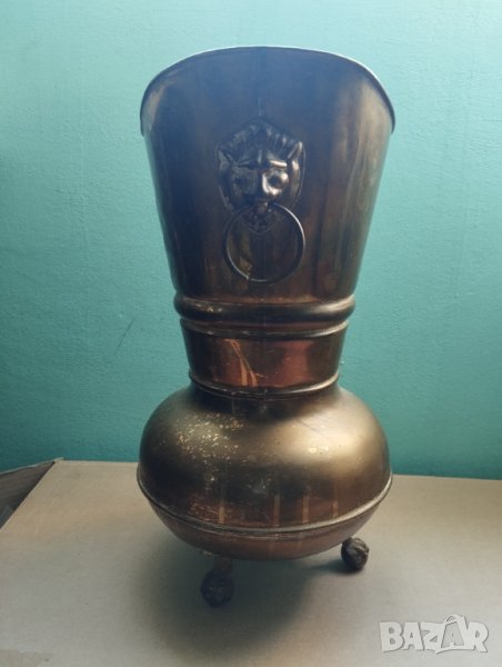 стар месингов съд,ведро,поставка за чадъри, снимка 1