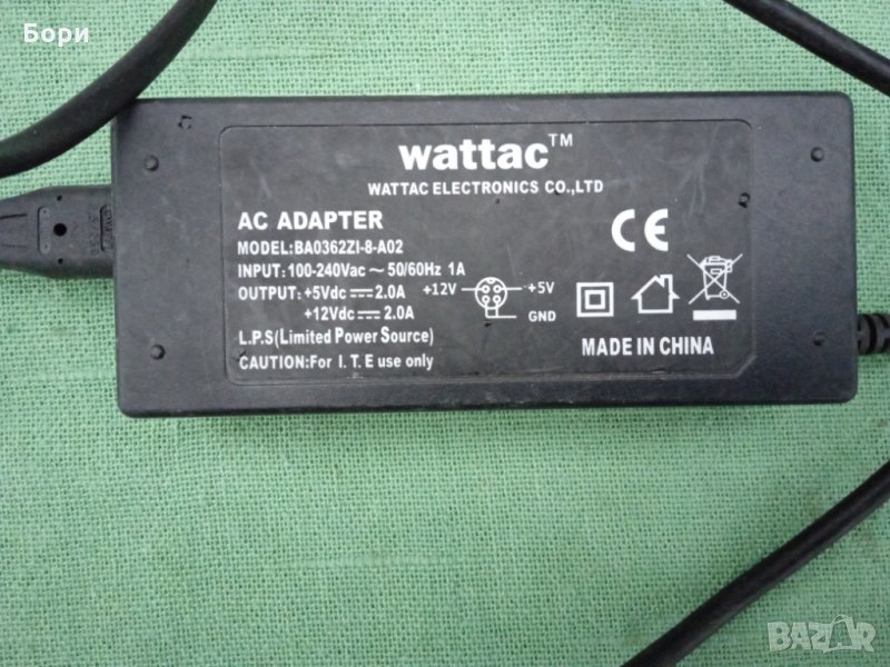 Адаптер 12V-5V 2А Wattac BA0362ZI-8-A02  4-Pin, снимка 1