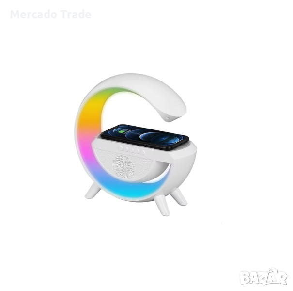 Декоративна лампа Mercado Trade, Безжично зарядно, LED светлина, Бял, снимка 1