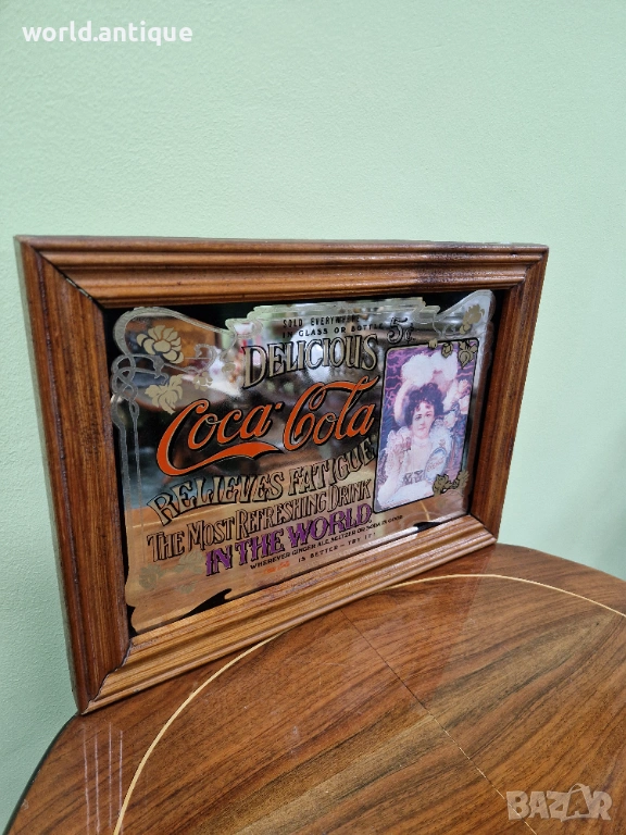 Уникално рядко антикварно колекционерско рекламно огледало Coca Cola, снимка 1