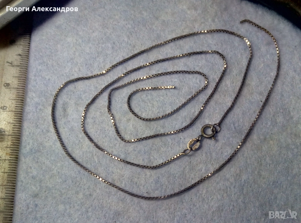 Нежно Италианско СРЕБЪРНО КОЛИЕ / Дамско ЛАНЧЕ / Верижка РОДИРАНО СРЕБРО 925 ITALY, снимка 1