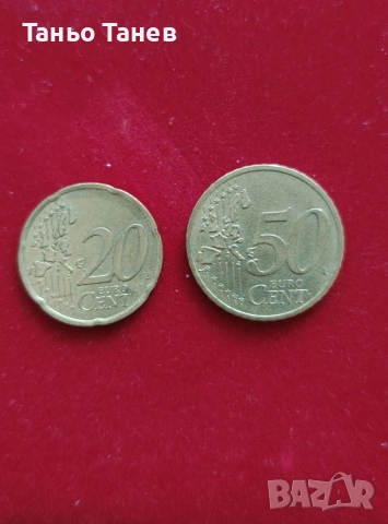 Италиански монети от 20 и 50 Евро Цента (2002г) , снимка 2 - Нумизматика и бонистика - 53963217