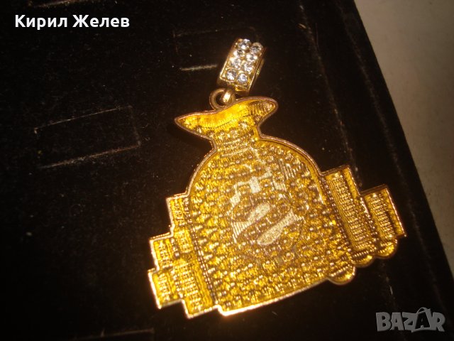 ПОЗЛАТЕН КЪСМЕТЛИЙСКИ ХАЗАРТЕН МЕДАЛЬОН с ЦИРКОНИ и ЗЕЛЕНИ КАМЪНИ 15401, снимка 8 - Колиета, медальони, синджири - 31293278