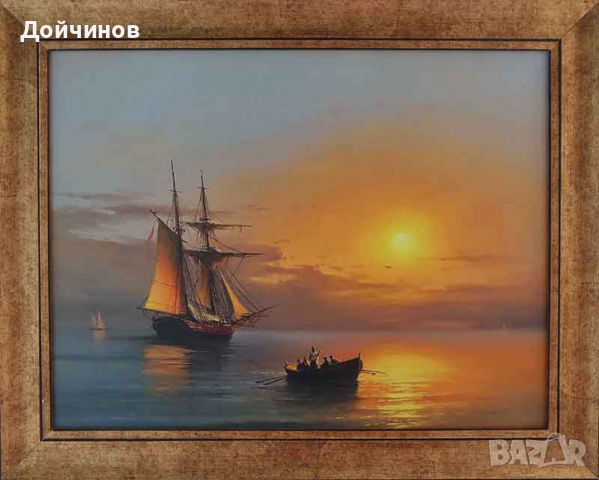 Платноход на залез, морски пейзаж, картина, снимка 18 - Картини - 32549580