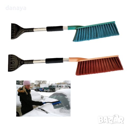4526 Стъргалка за лед с четка за сняг с дълга дръжка 67см