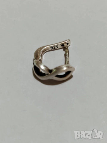 Сребърна обица безкрайност, снимка 2 - Обеци - 52660089