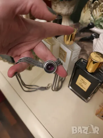 Старо сребърно колие с аметист разпродажба , снимка 3 - Колиета, медальони, синджири - 49468321