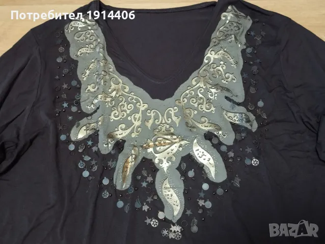 Елегантна бутикова  дамска блуза голям размер, снимка 4 - Тениски - 50044403