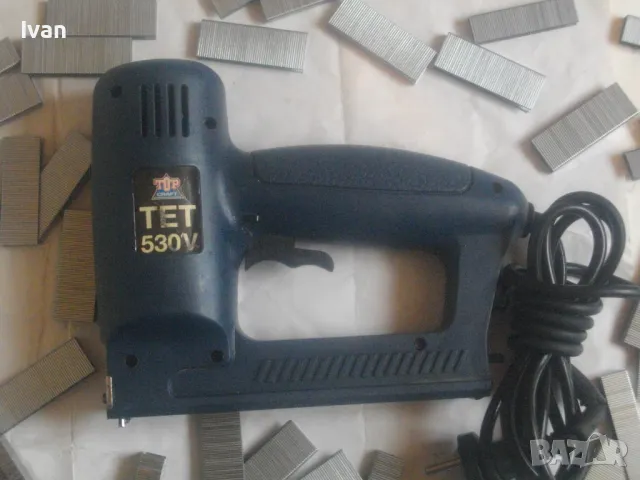 Немски комбиниран електрически ТАКЕР дърводелски тапицерски скоби пирони 8-16 мм Top Craft TET 530V , снимка 2 - Други инструменти - 47761706