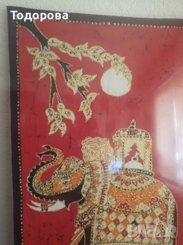 Ръчно рисувана индийска авторска  коприна, снимка 3 - Картини - 39649976