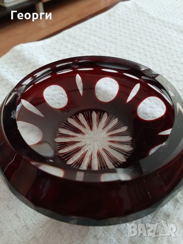 кристален пепелник бордо, снимка 2 - Други - 35283403